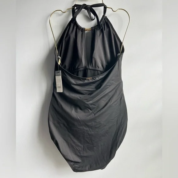 Lauren Ralph Lauren Plus Size Halter-Neck One Piece Swimsuit Size 14